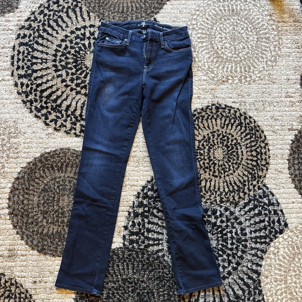 7 For All Man Kind Women's Karah Straight Leg Blue Jeans